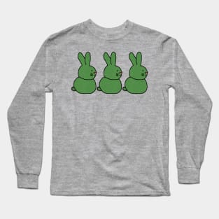 Three Green Metallic Bunny Rabbits Long Sleeve T-Shirt